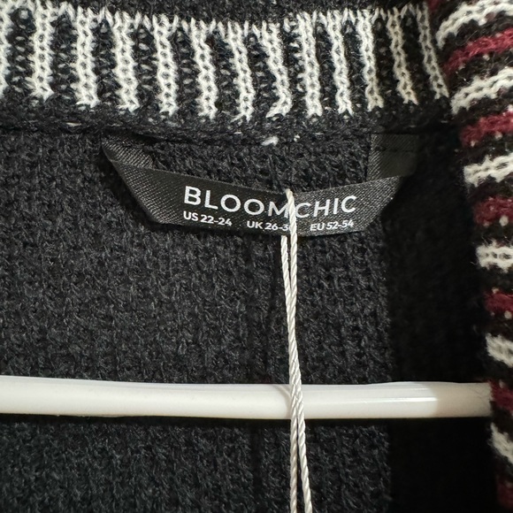 Black and Burgundy Patterned Cardigan - Picture 2 of 6